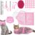 9 Pcs Cat Bathing Bag Set Cat Shower Bag, Pink